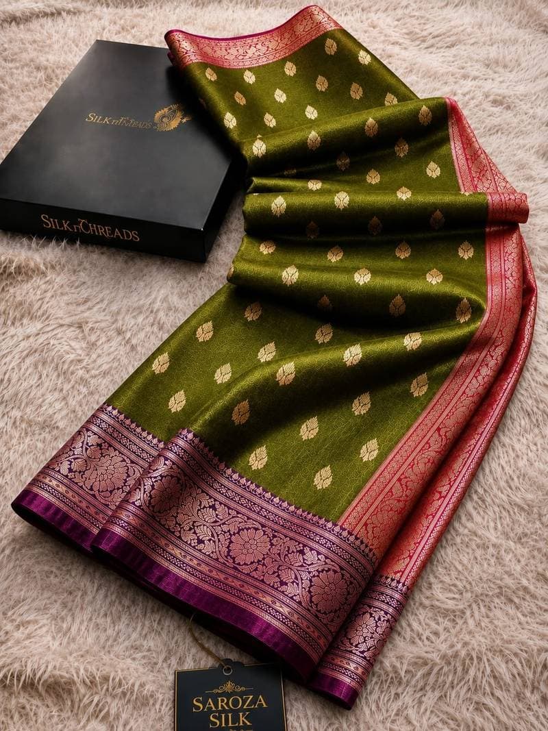 Banarasi All Over Boota Saree Rose Gold Zari